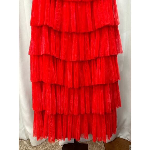 Hutch Evi Strapless Plissé Gown Red Romantic Floral Size 14 W Plus NWT Gorgeous - Picture 7 of 12